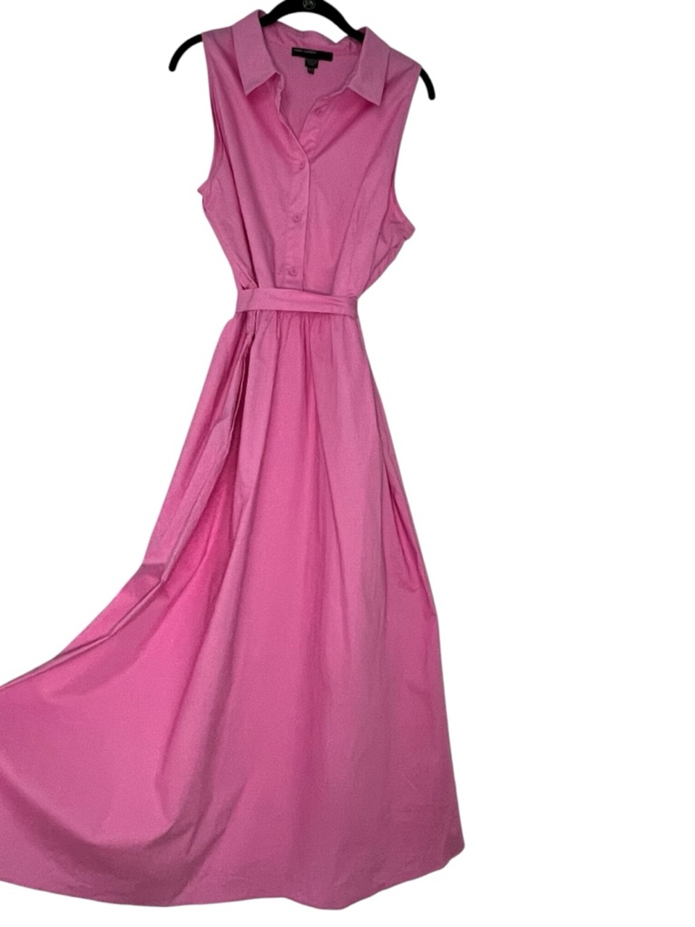 Maggy London Vibrant Pink Sleeveless Maxi Shirt Dress with Belt - Picture 11 of 15